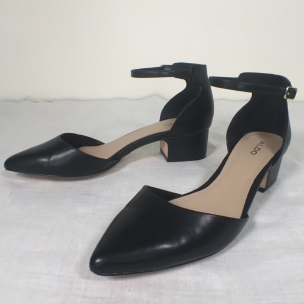 Aldo Black Pointed Toe Block Heel